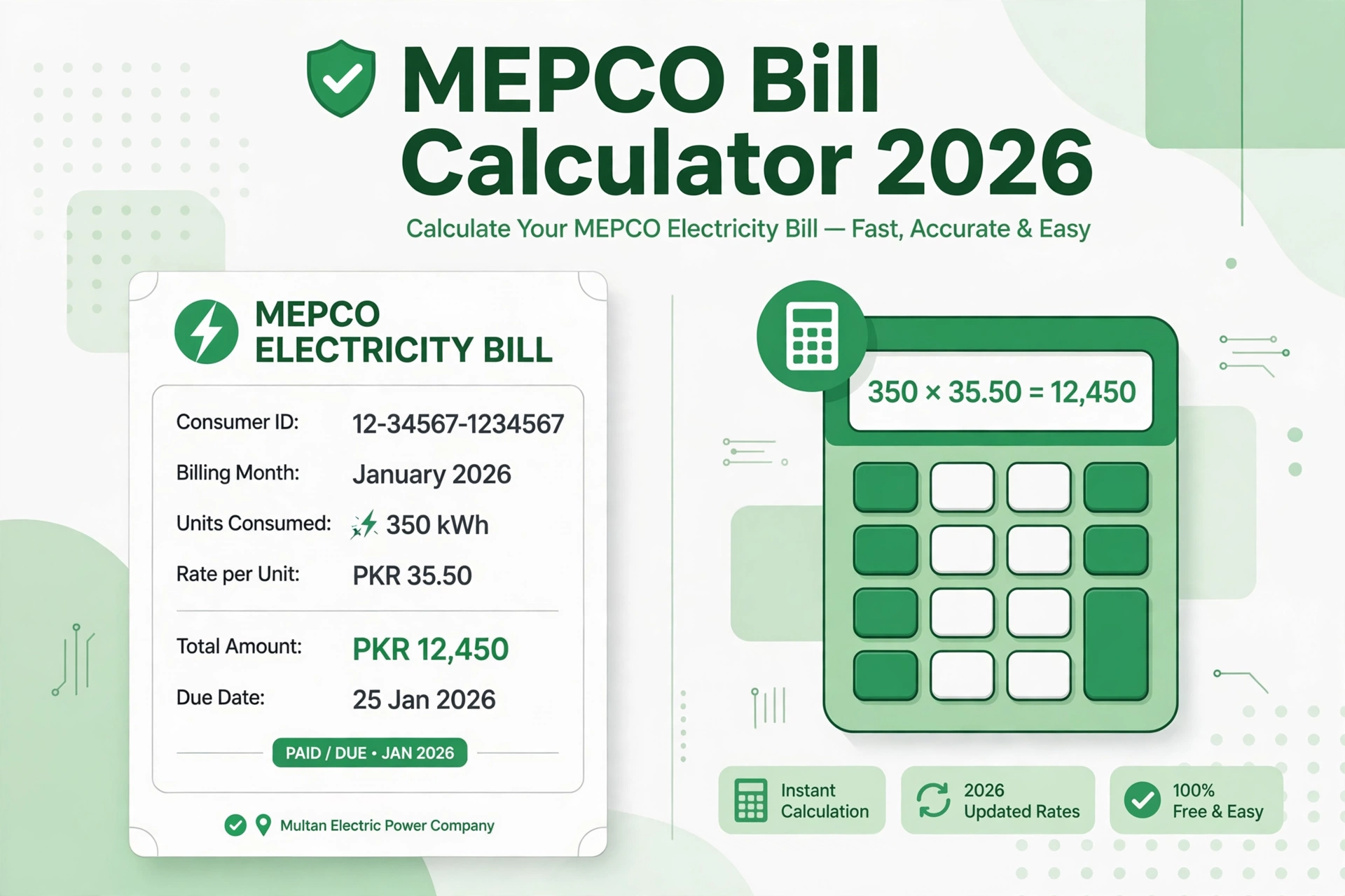 MEPCO Bill Calculator 2026